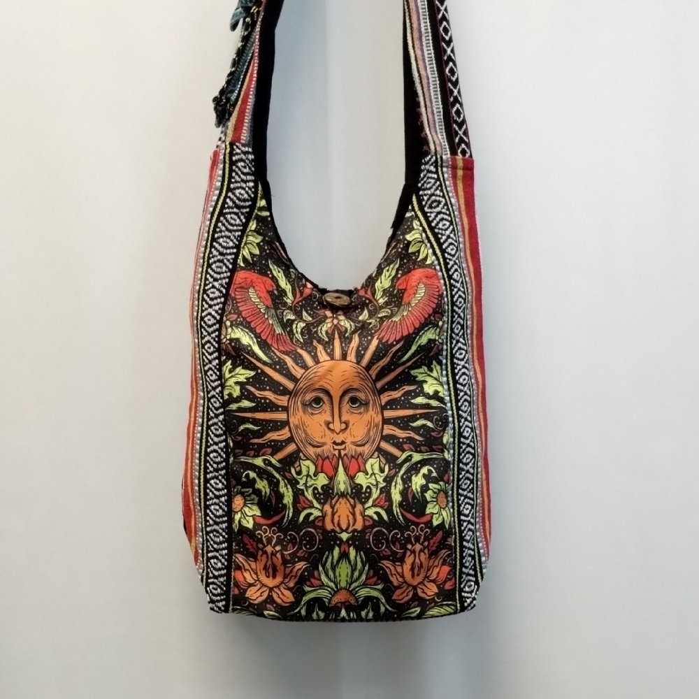 Bohemian Sun and Bird Patterned Shoulder Bag